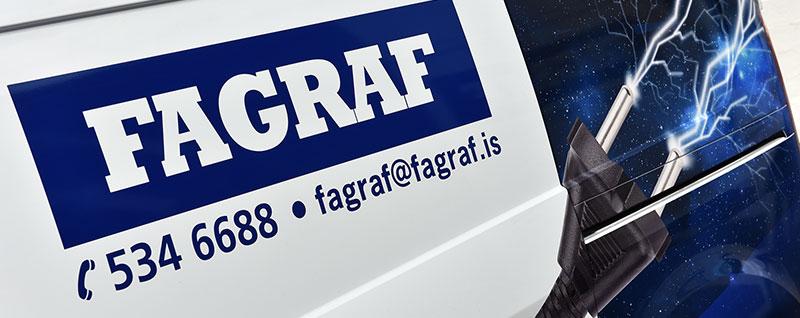Phone number and email on a Fagraf service van